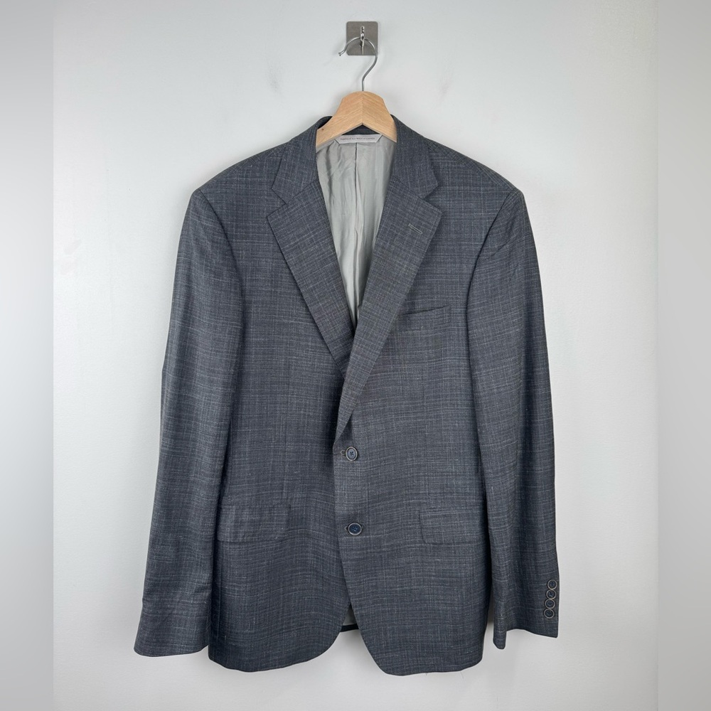 Samuelsohn Men Grey Wool Silk Linen Blend Suit Jacket‎ 42L